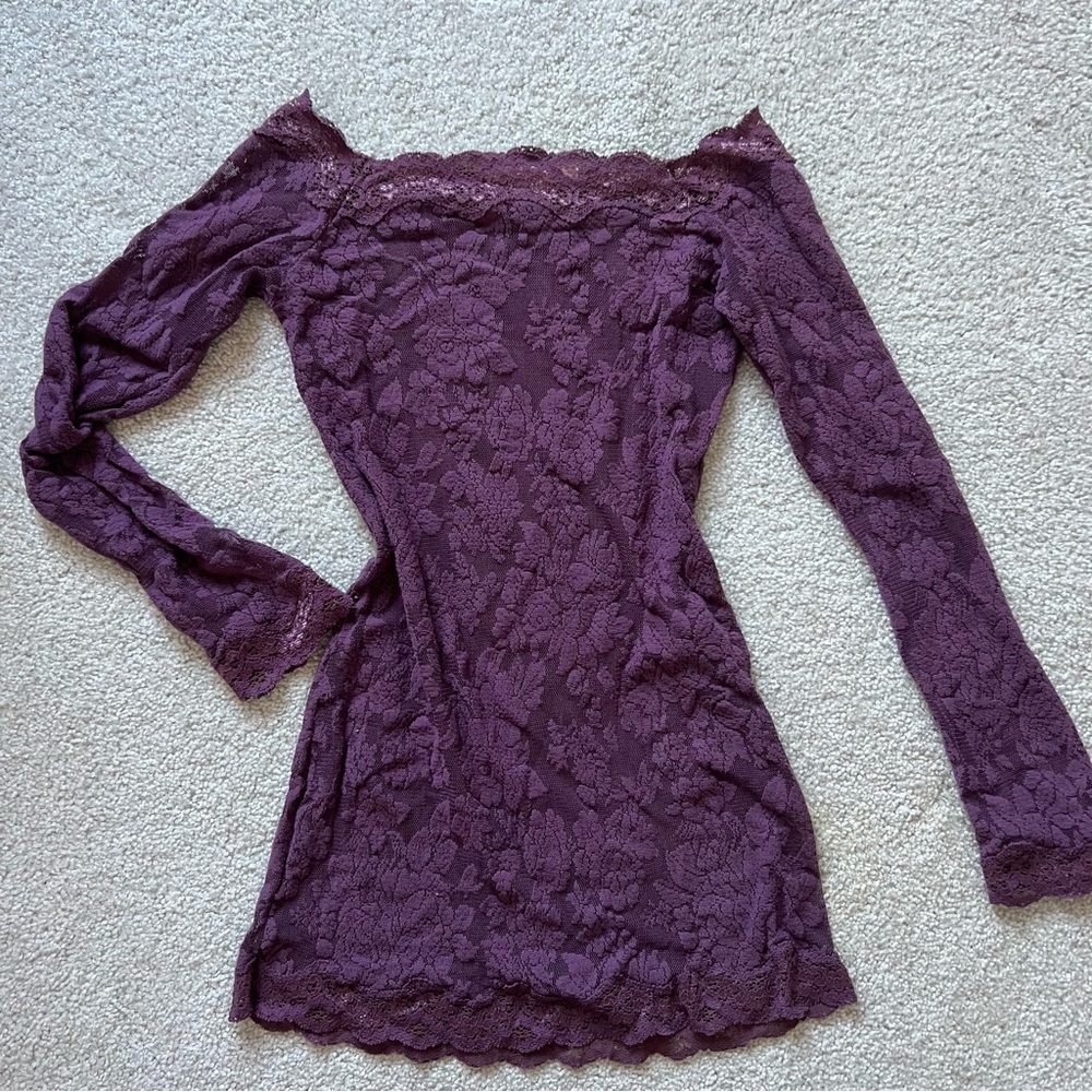 Victoria’s Secret y2k lace mini lingerie off shoulder dress